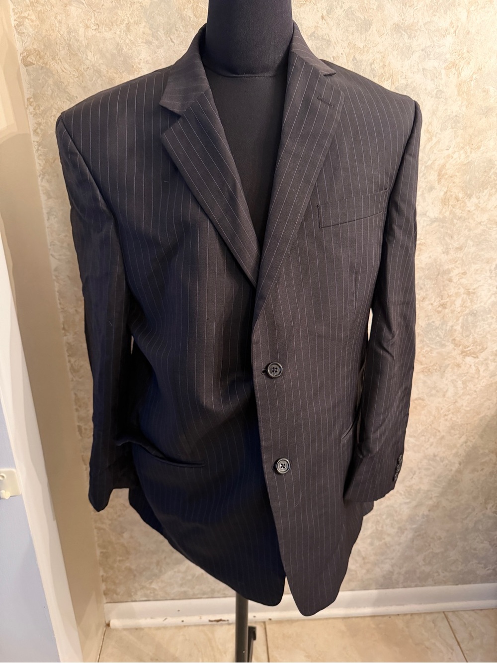 Michael Kors Men's Black Pinstripe Two-Button Blazer